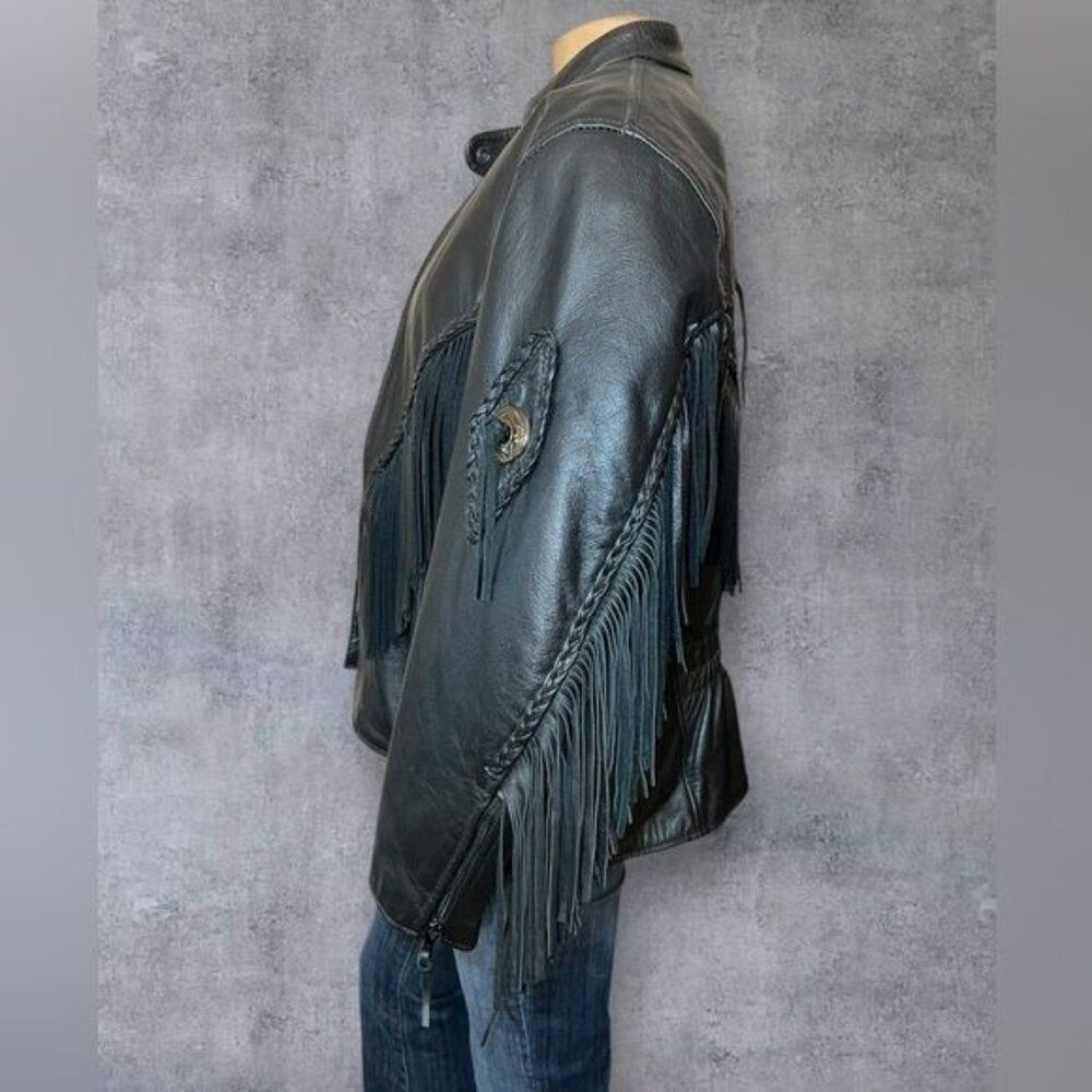 Hot Leathers Black Leather Fringe Jacket (Women’s XL) - Picture 6 of 11